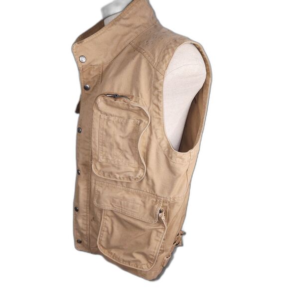 CAT Men's Tan Canvas Utility Vest Caterpillar Size L - Picture 2 of 8